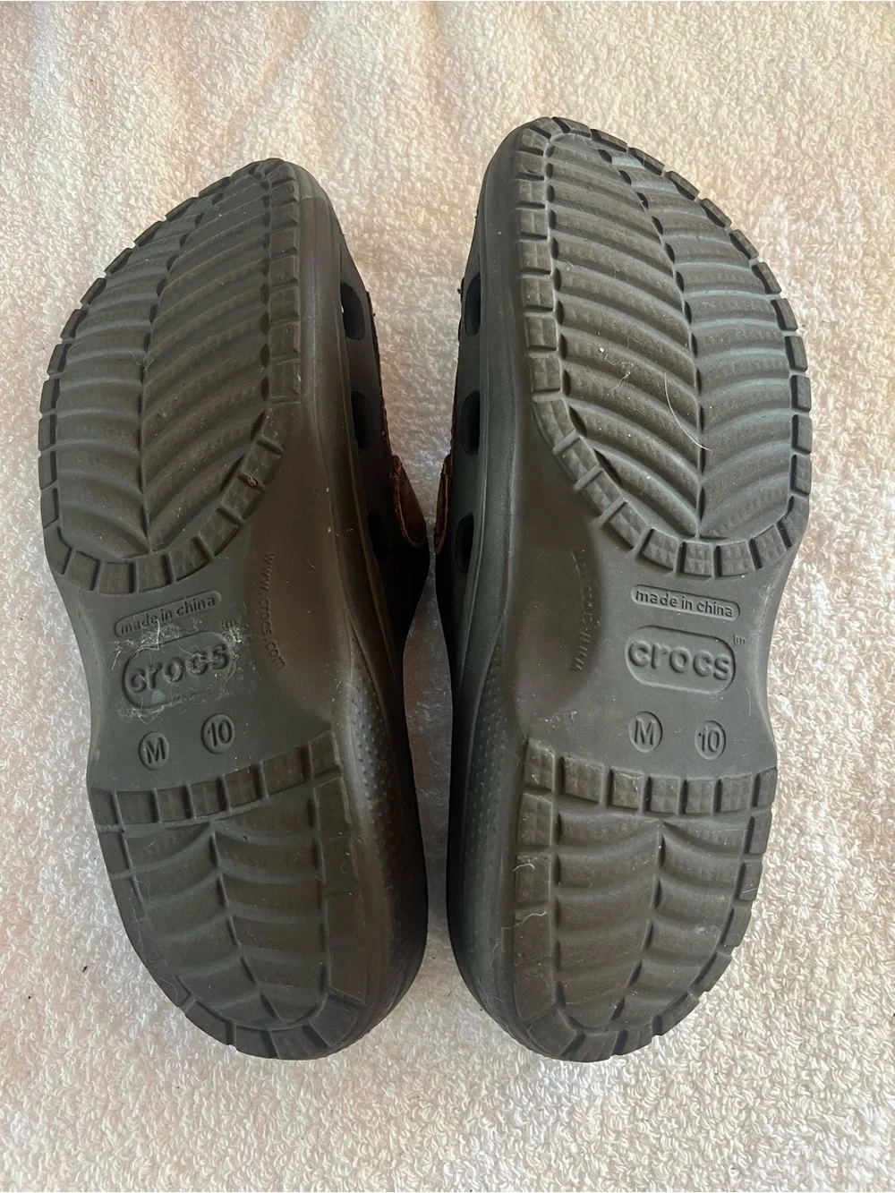 Crocs Brown Mens Slides On Sandals
